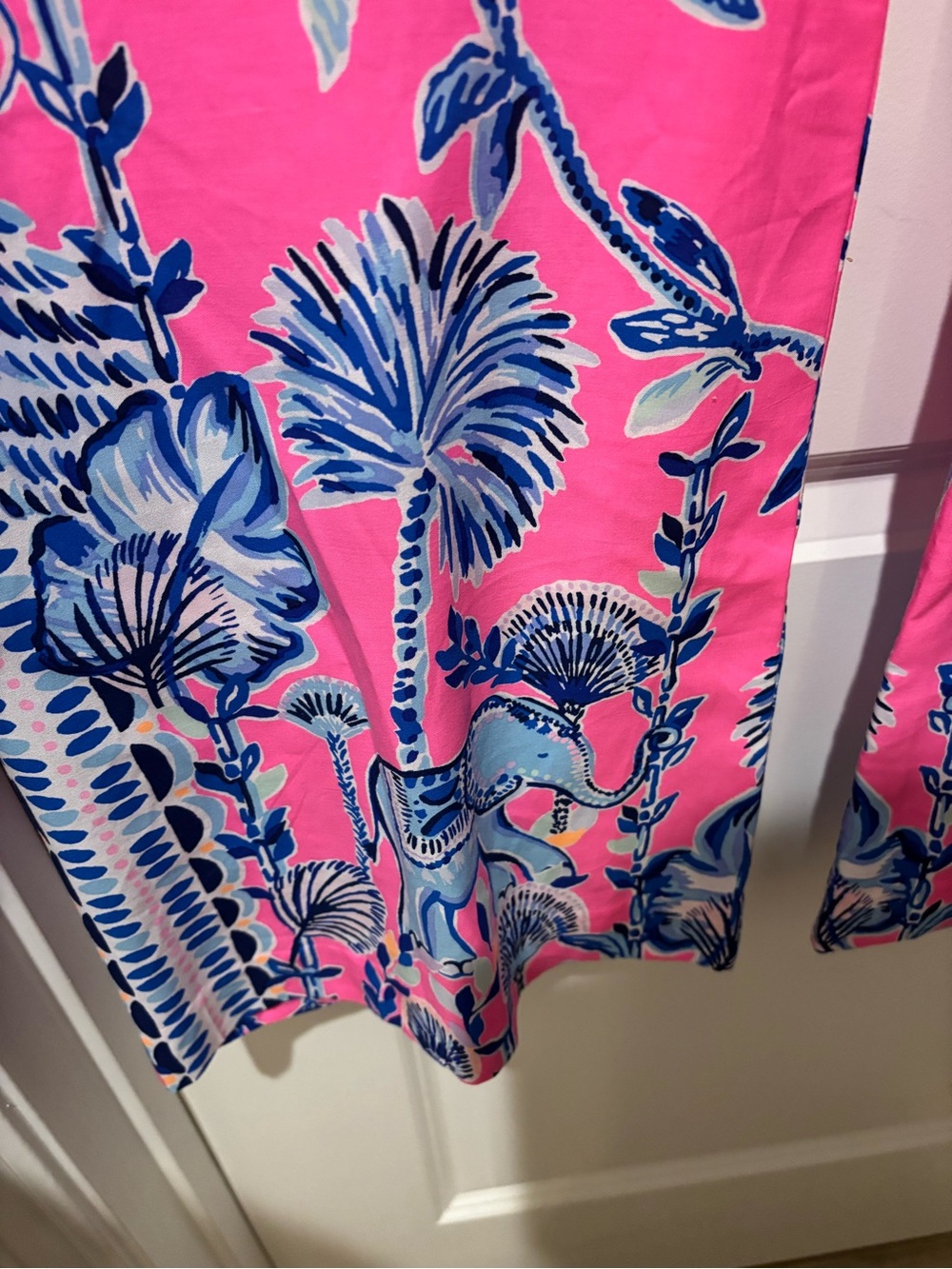 Lilly Pulitzer Bal Harbour Palazzo Pant Pink Isle Slathouse Jungle Elephant L - Picture 4 of 10